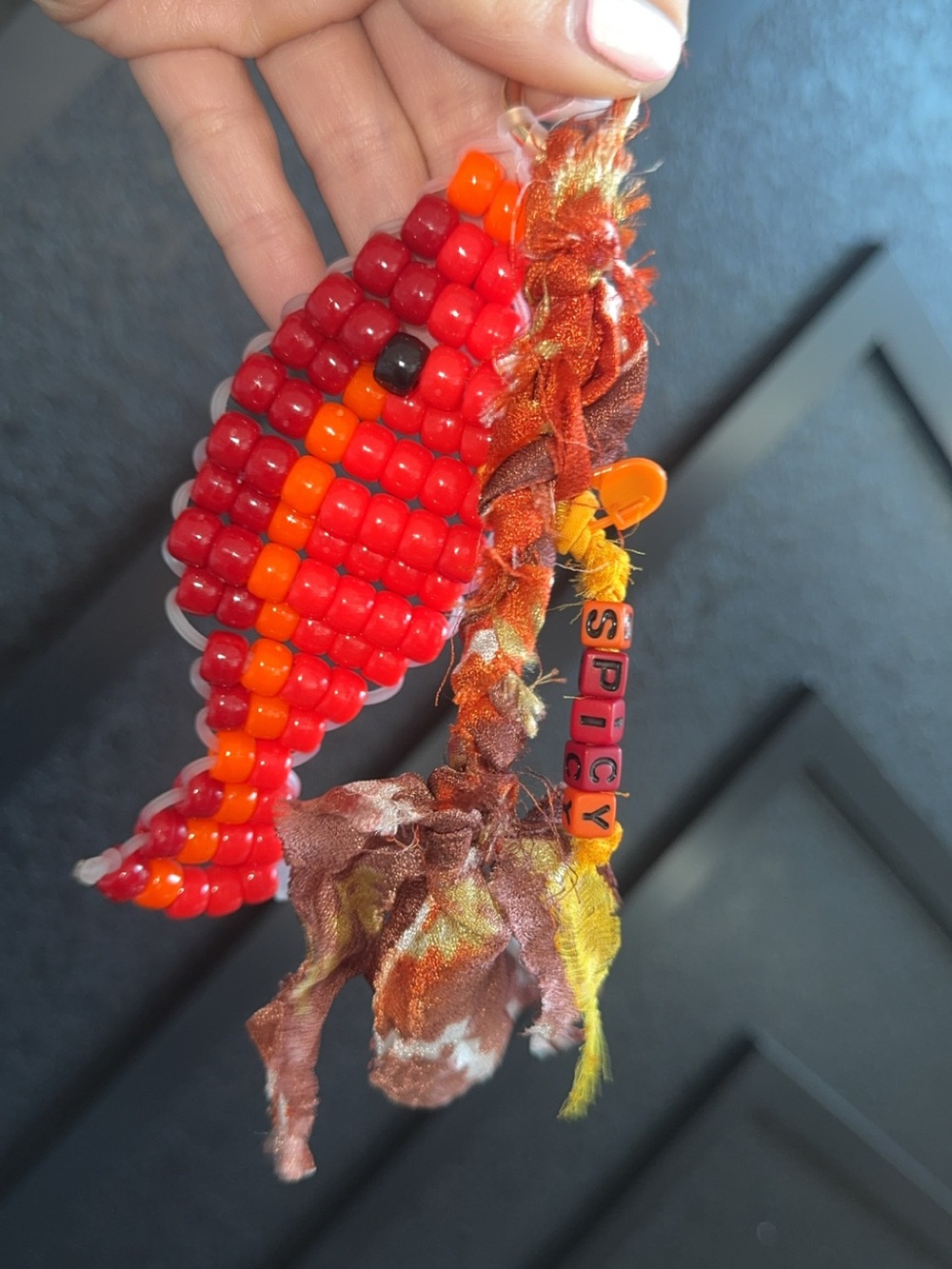 Spicy Beaded Chili Pepper Bag Charm Keychain | Handmade Y2K Boho Accessory